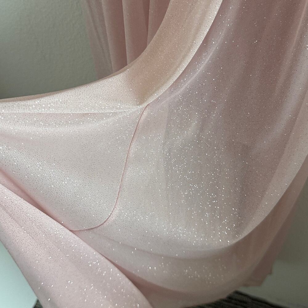 NWT Alexa B Nites Elegant Pink Off-Shoulder Dress Delicate Glitter Lined 6 - Picture 5 of 7